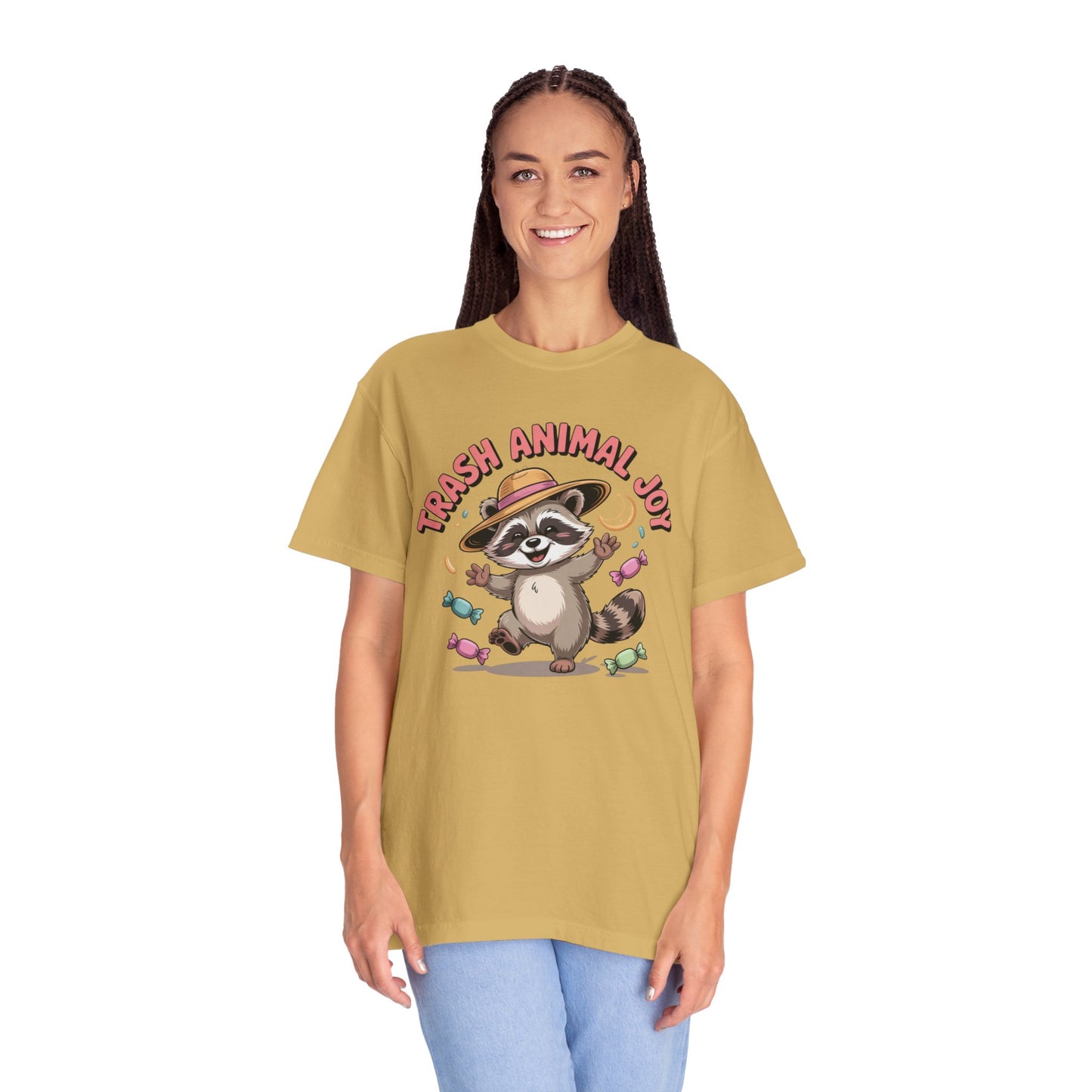 Trash Animal Joy Raccoon T-Shirt — Cute Candy-Loving Graphic Tee