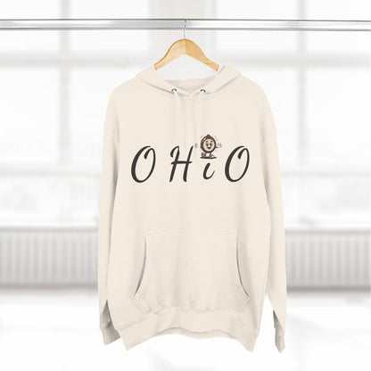 Ohio Script Hoodie with Cute Buckeye Mascot