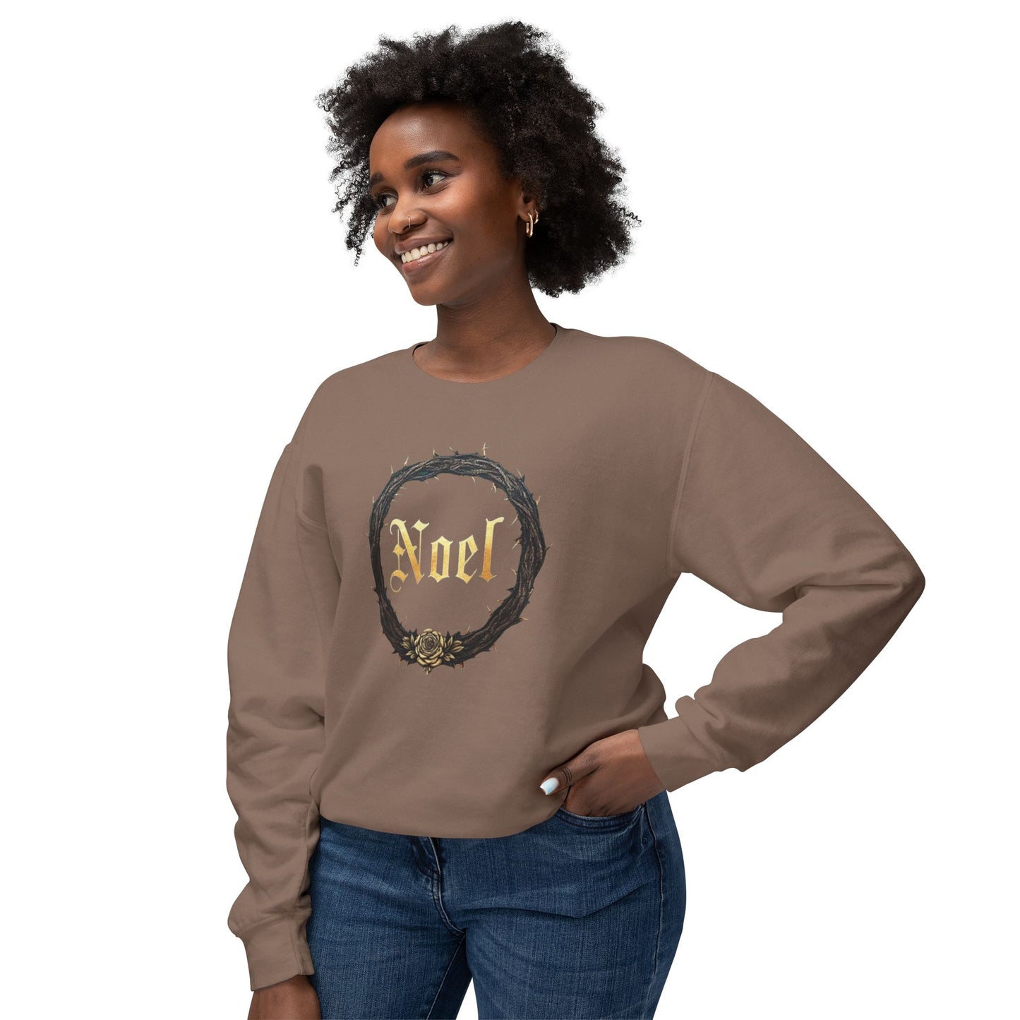 Noel Christmas Sweatshirt — Green Velvet Wreath Holiday Crewneck