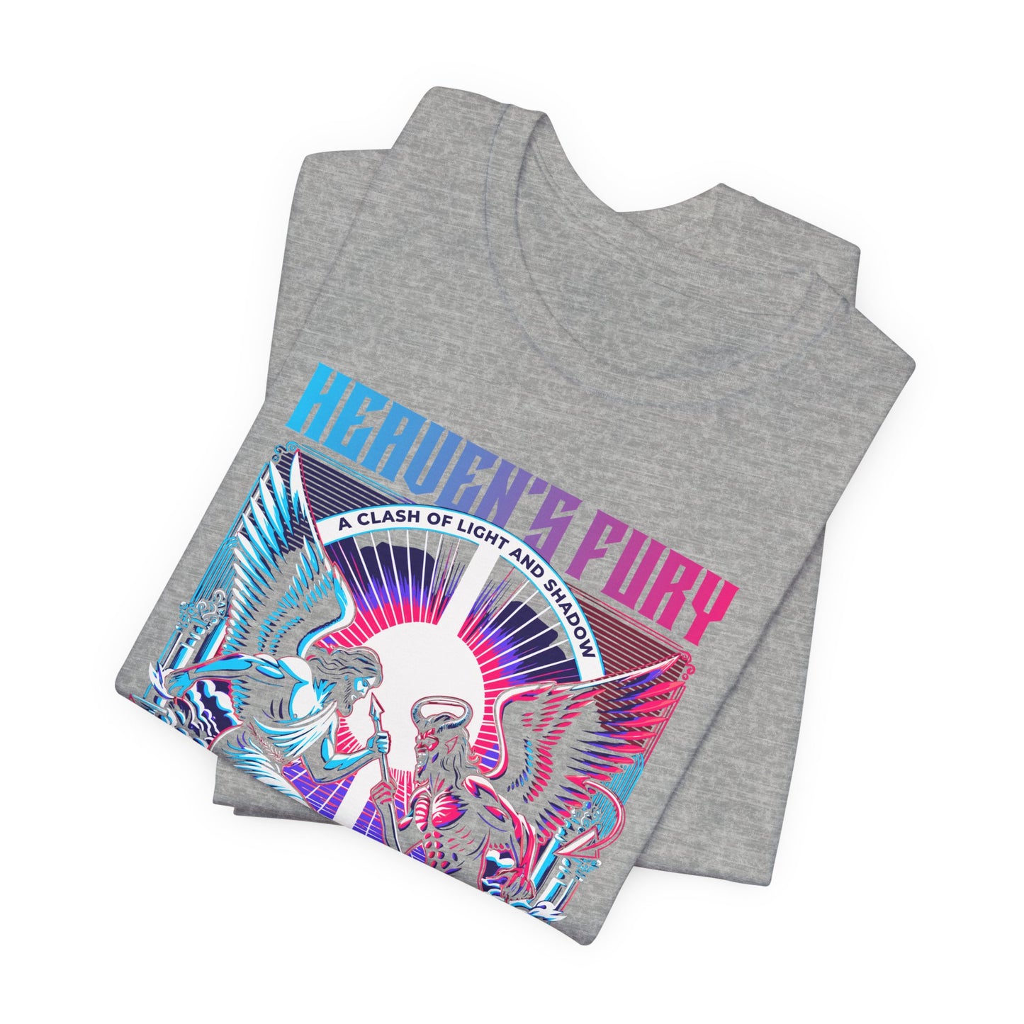 Heaven's Fury Graphic Tee — Neon Angel vs Demon Battle T-Shirt