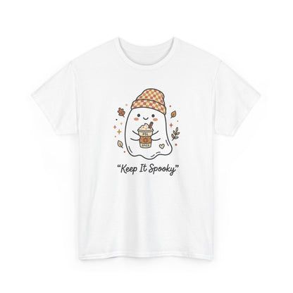 Keep It Spooky Ghost Tee — Cute Fall Halloween Shirt with Pumpkin Latte