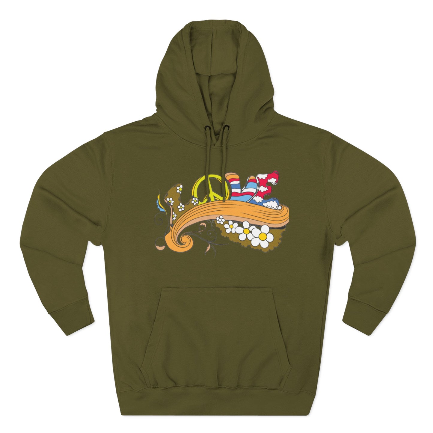 Love and Peace, Three-Panel Fleece Hoodie