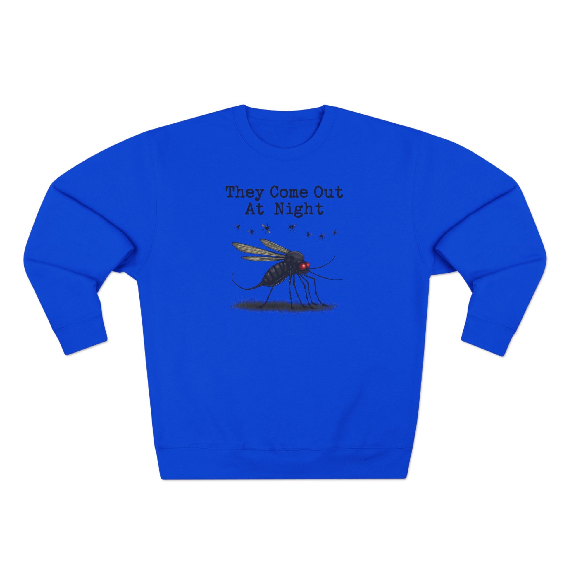 Mosquito, They come out at night, Cozy Nighttime Crewneck Sweatshirt, perfect for casual wear, gift for nature lovers, cozy evenings, Halloween, spooky season, graphic [...] - Psychonaut Swag