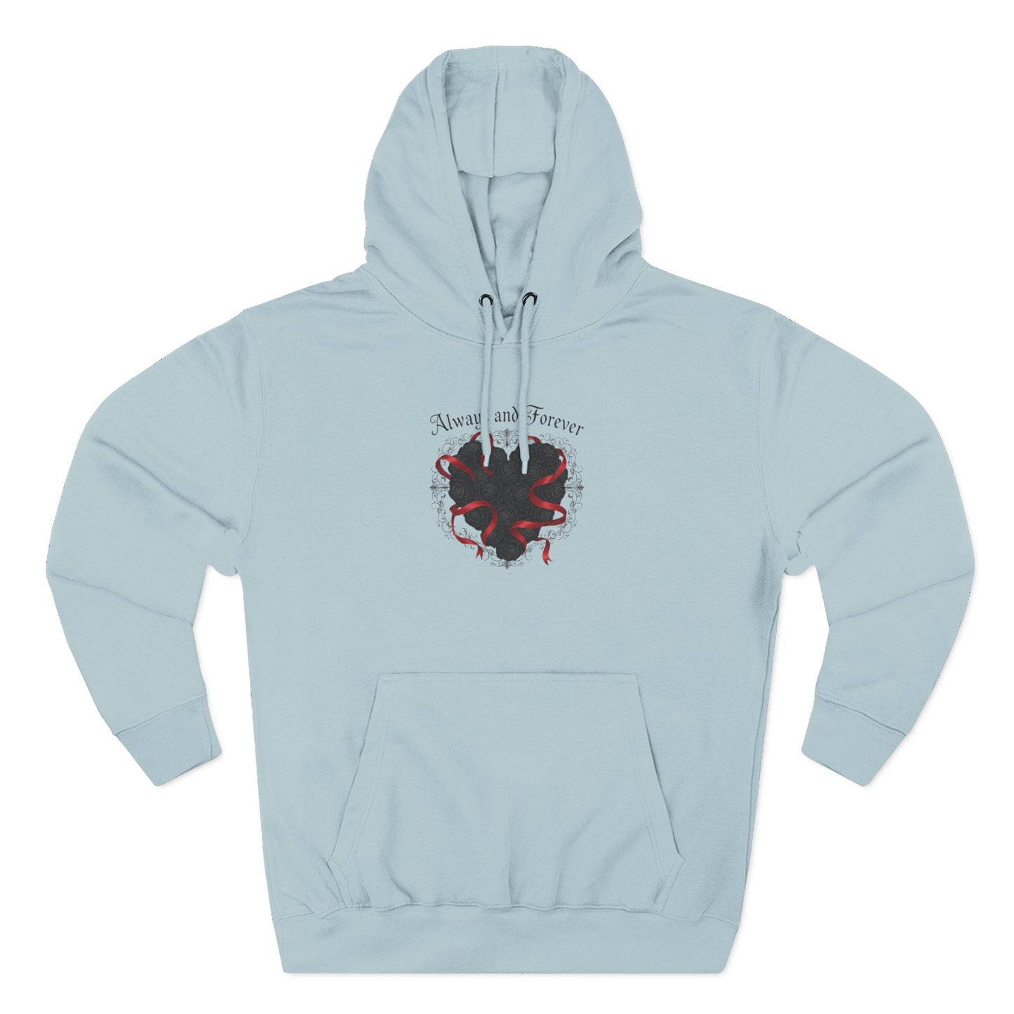 Rose Heart Hoodie — "Always and Forever" Gothic Floral Fleece Pullover