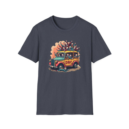 Clown Car, Cartoon Bus 'DNC' Graphic Tee | Political Satire Casual Top
