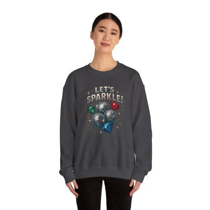 Crewneck Sweatshirt - "Let's Sparkle" Disco Ball Holiday Party Pullover