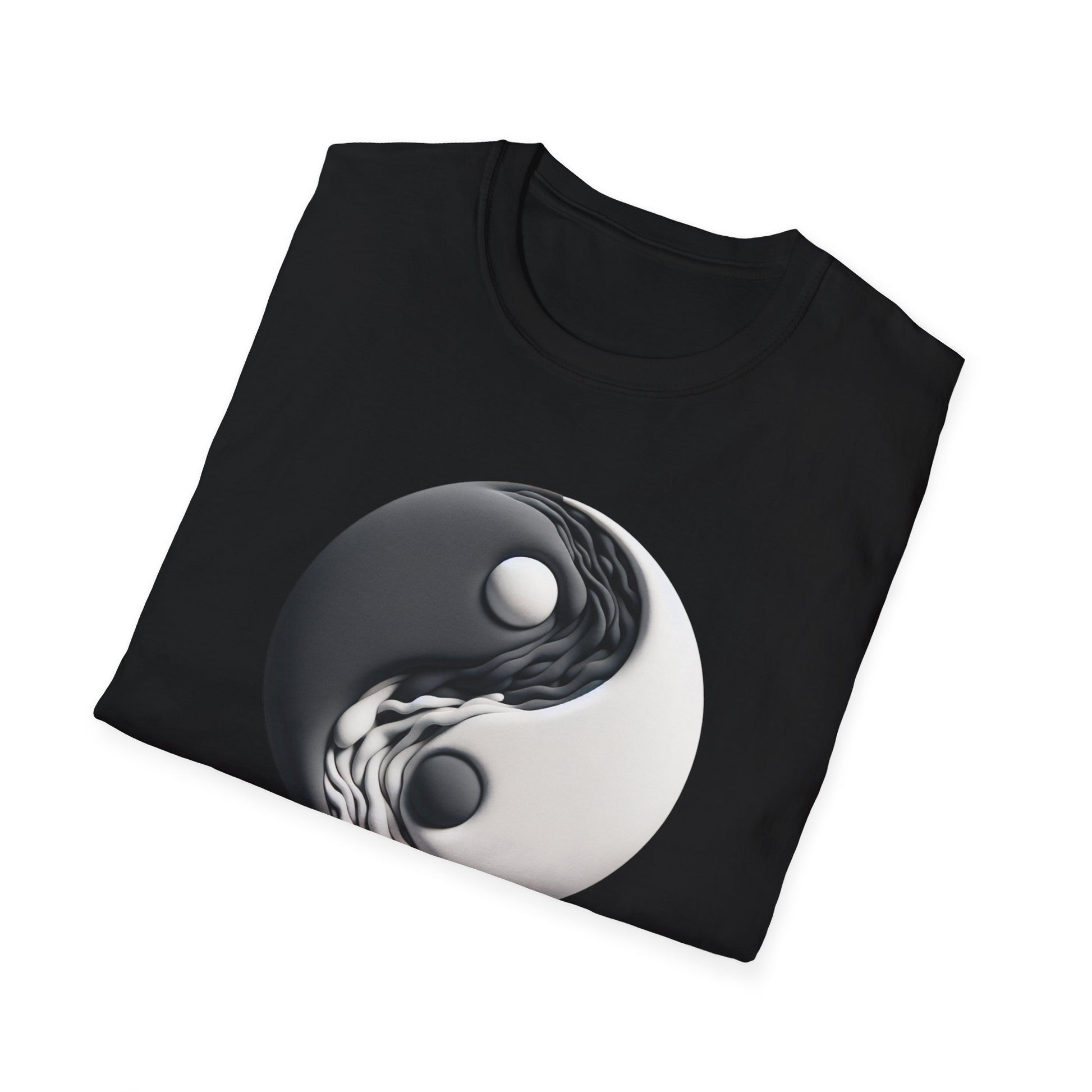 Blending good and evil, yin yang, Unisex Softstyle T-Shirt - Psychonaut Swag