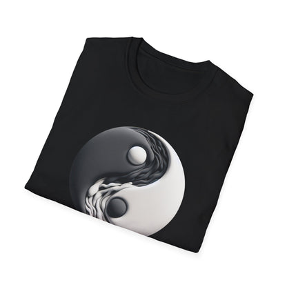 Blending good and evil, yin yang, Unisex Softstyle T-Shirt - Psychonaut Swag