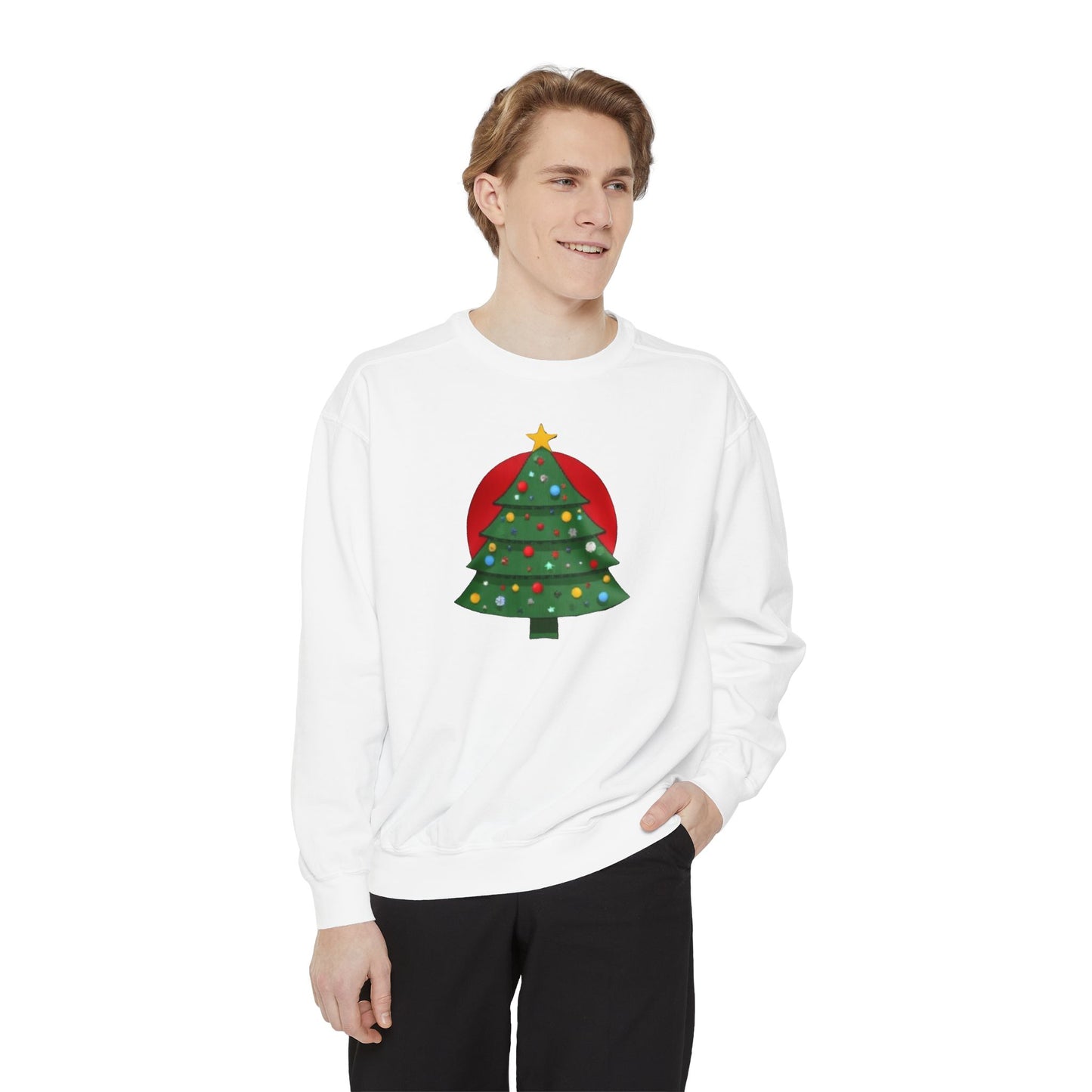 Christmas Tree Sweater, Unisex Garment-Dyed Sweatshirt
