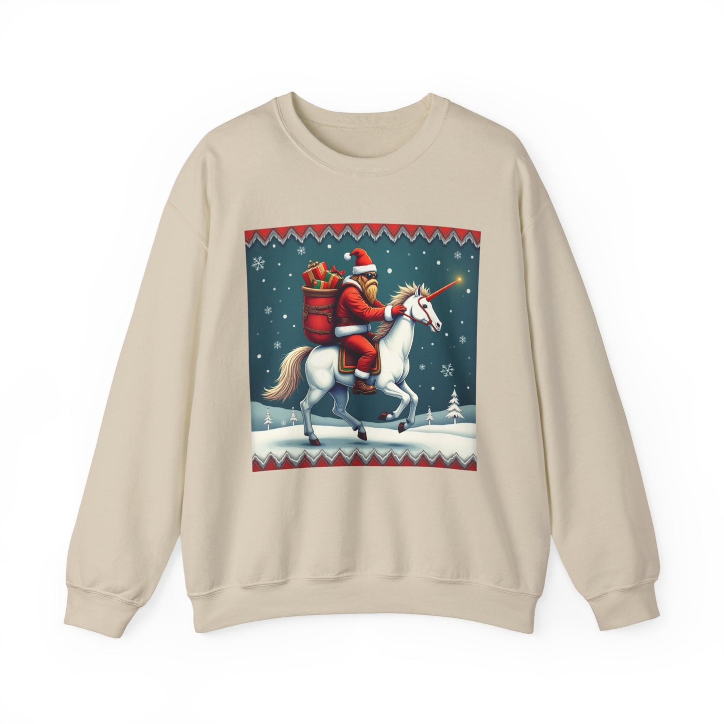 Santa Squatch on Unicorn, Unisex Heavy Blend™ Crewneck Sweatshirt
