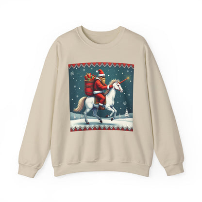 Santa Squatch on Unicorn, Unisex Heavy Blend™ Crewneck Sweatshirt