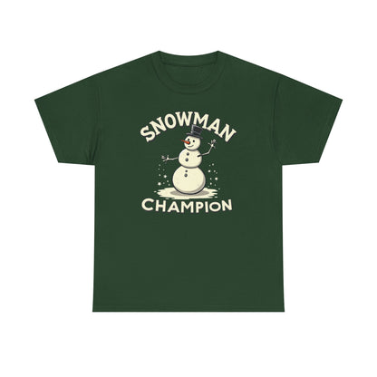 Snowman Champion T-Shirt — Funny Holiday Winter Tee for Snow Lovers
