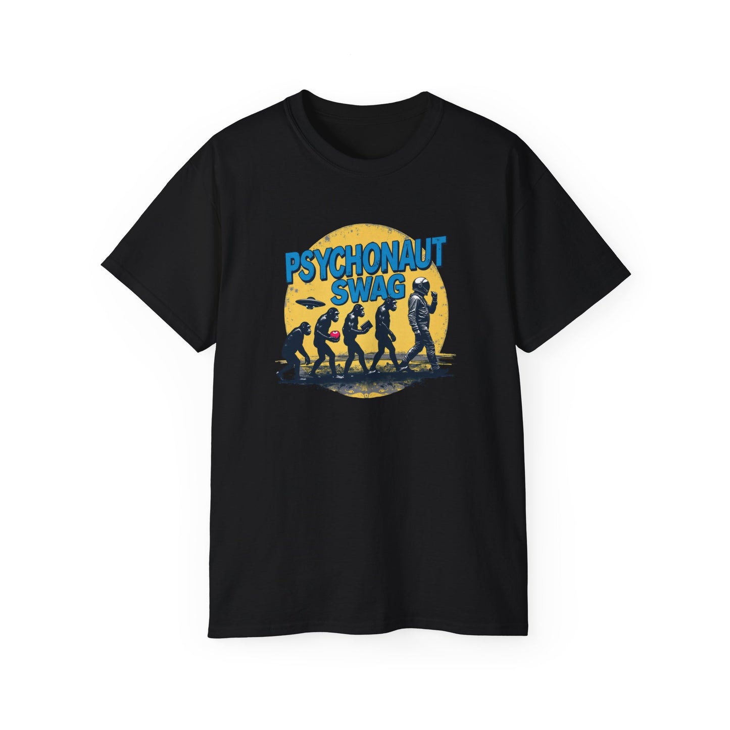 Psychonaut Evolution of Man Sunset, Unisex Tee, Retro Graphic T-Shirt, Music Festival Attire, Gift for Gamers, Casual Streetwear
