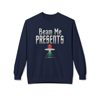 Crewneck Sweatshirt — "Beam Me Presents" UFO Holiday Gift Sweatshirt