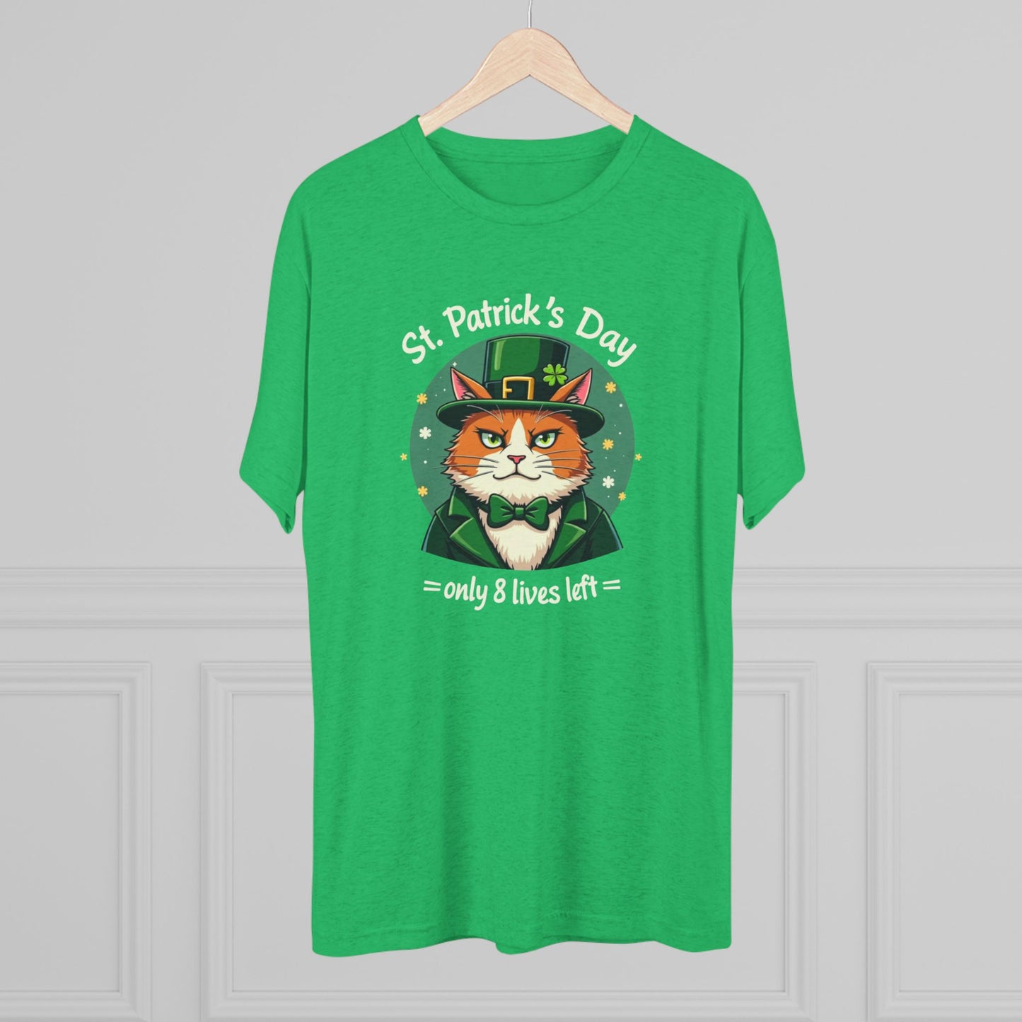 St. Patrick’s Day Cat Tee — “Only 8 Lives Left” Funny Irish Holiday Shirt