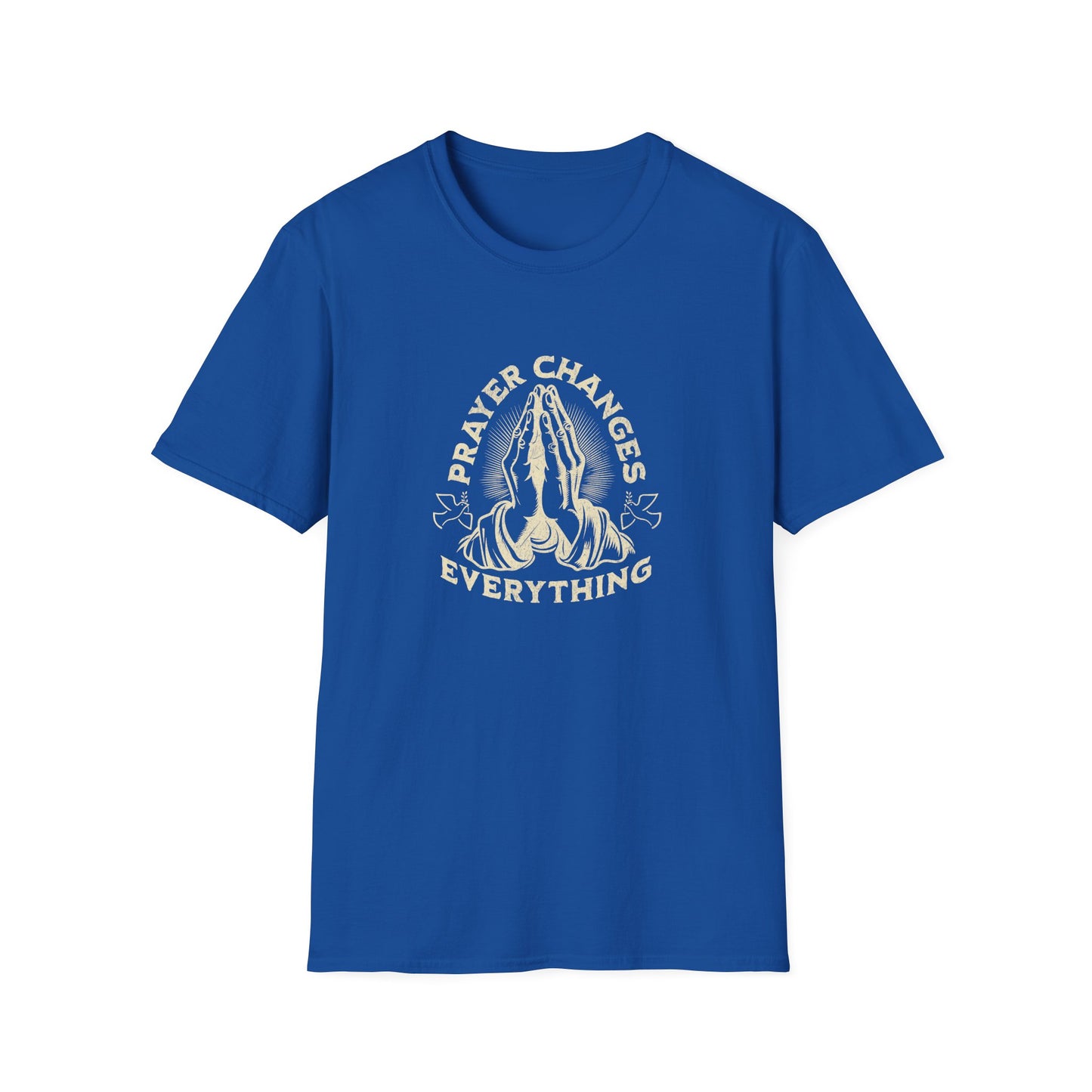 Prayer Changes Everything T-Shirt — Vintage Praying Hands Christian Tee