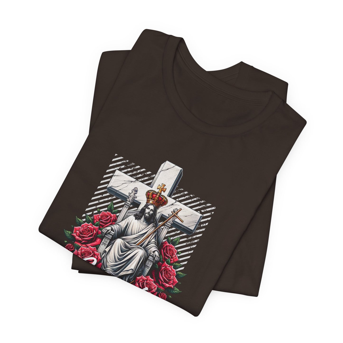Jesus Is King T-Shirt — Christian Faith Graphic Tee with Cross & Roses