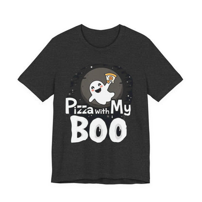 Ghost Pizza Boo Tee - Unisex Jersey Short Sleeve T-Shirt, Funny Halloween Shirt, Spooky Costume, Ghost Lover Gift, October Celebration