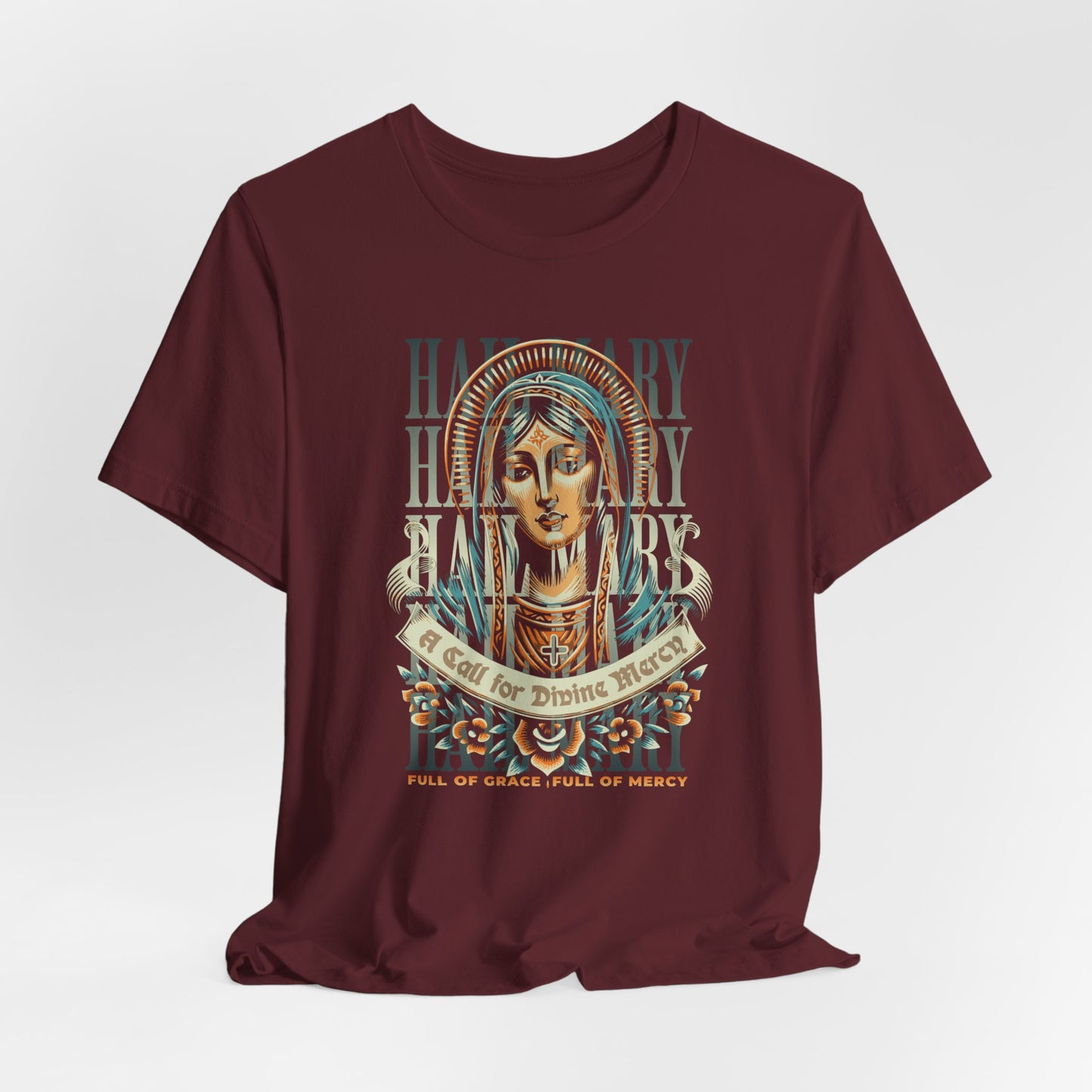 Mary Ave Maria Graphic Tee — 'Ave Maria' Vintage Religious Portrait T‑Shirt