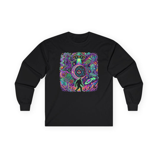 Psychedelic Alien Abduction Halloween Long Sleeve Tee