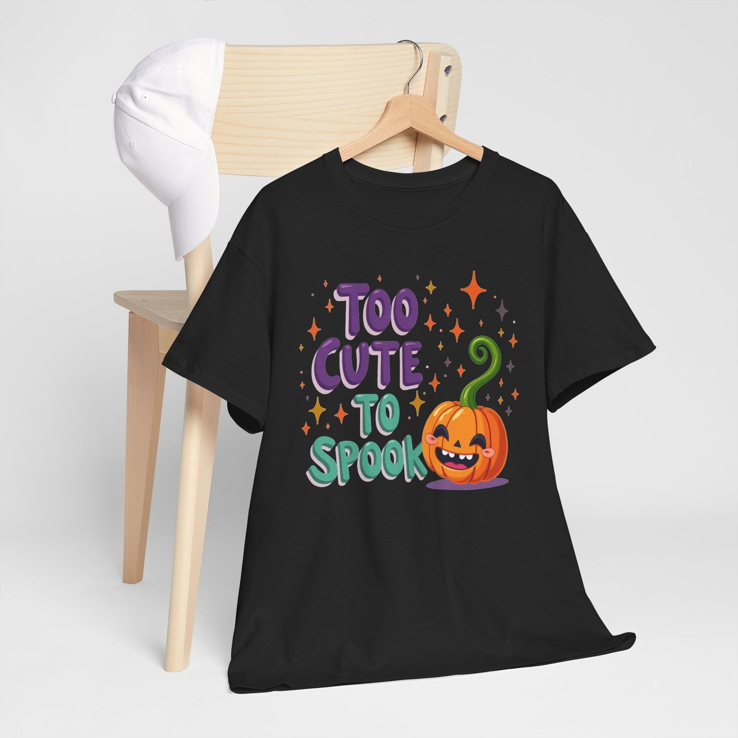 Too Cute to Spook Pumpkin T-Shirt — Cute Halloween Graphic Tee