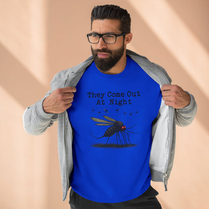 Mosquito, They come out at night, Cozy Nighttime Crewneck Sweatshirt, perfect for casual wear, gift for nature lovers, cozy evenings, Halloween, spooky season, graphic [...] - Psychonaut Swag