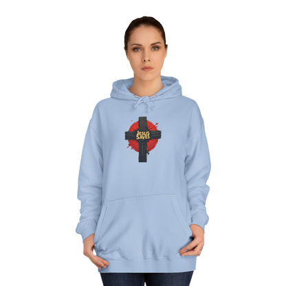 Christian Cross Hoodie – Jesus Saves Heart Graphic