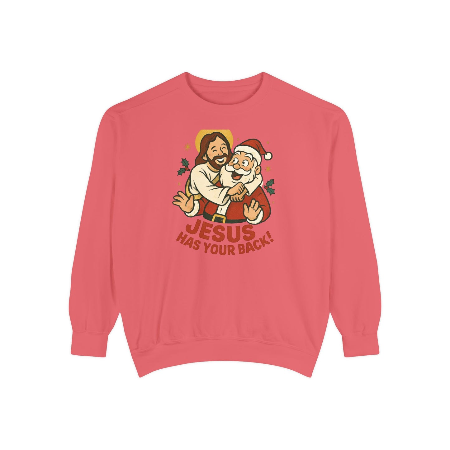 Christian Sweatshirt Jesus Santa Holidays Back Support