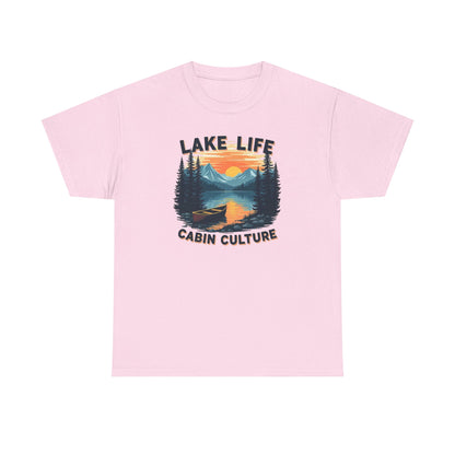 Lake Life Cabin Culture T-Shirt — Vintage Sunset Wilderness Tee