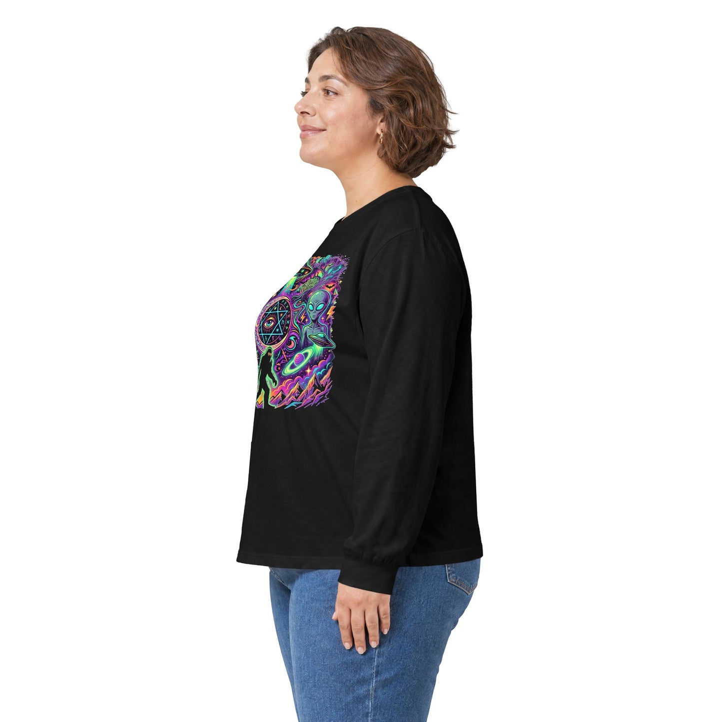 Psychedelic Alien Abduction Halloween Long Sleeve Tee
