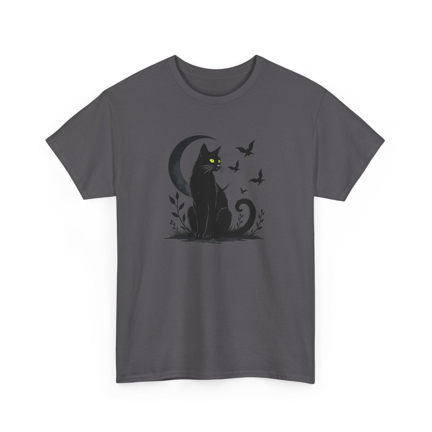 Black Cat Moon T‑Shirt — Gothic Cat Silhouette Tee