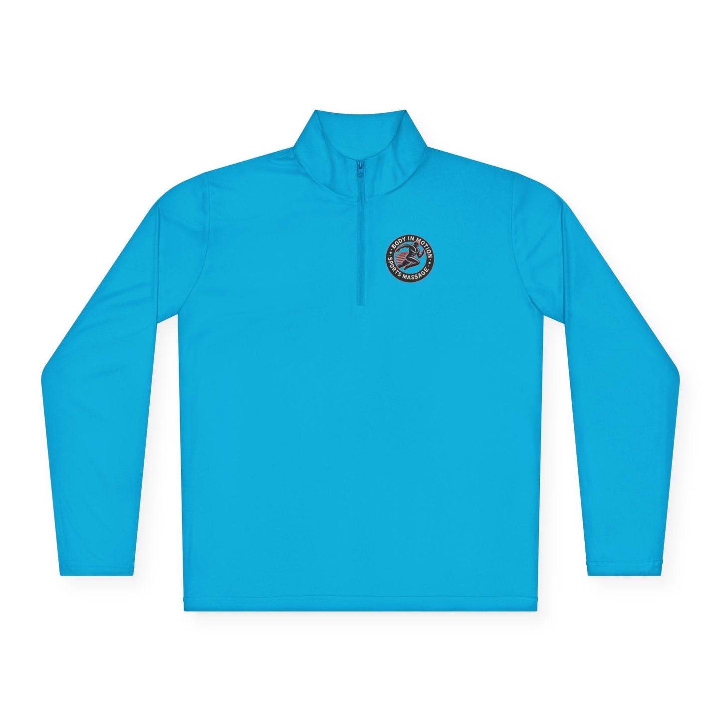 Sports Massage, Quarter-Zip Pullover — Vintage Fishing Badge Logo