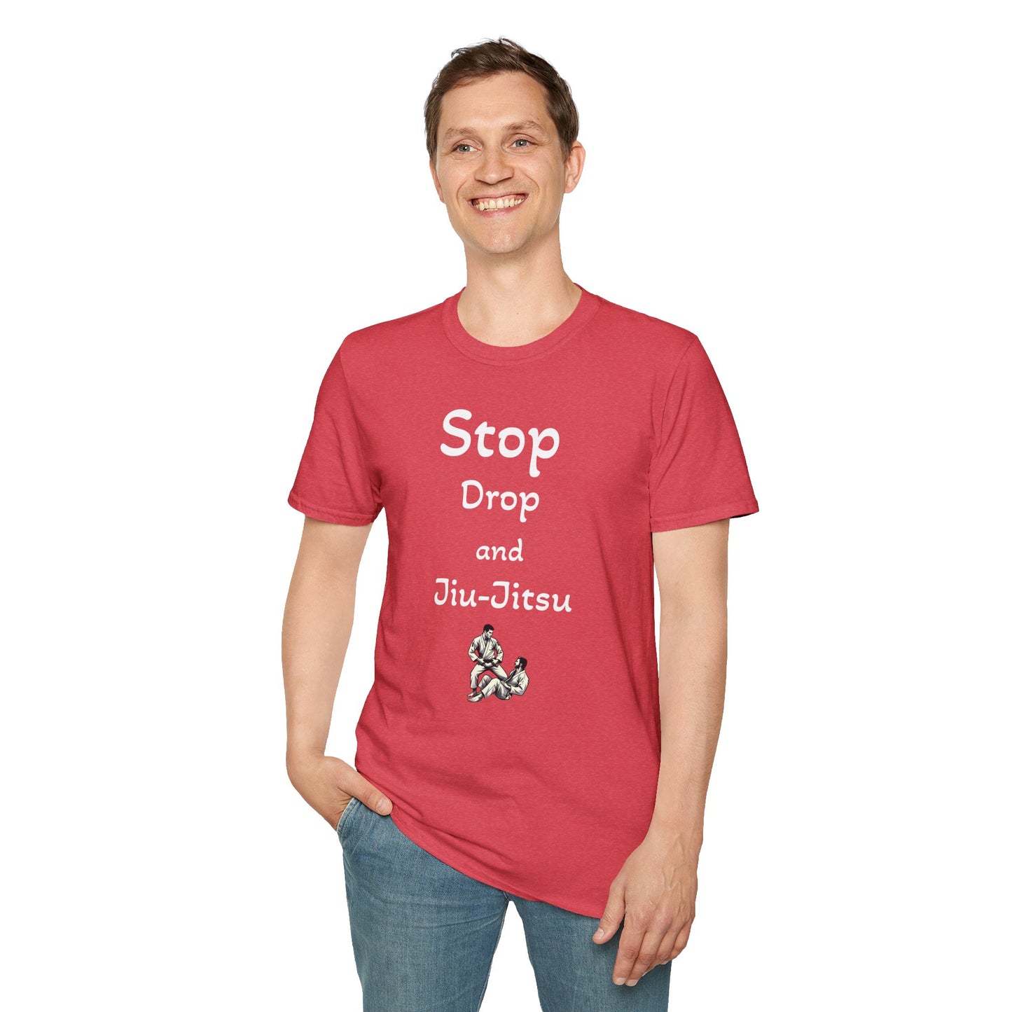 Stop, Drop, and Jiu-Jitsu, Unisex Softstyle T-Shirt