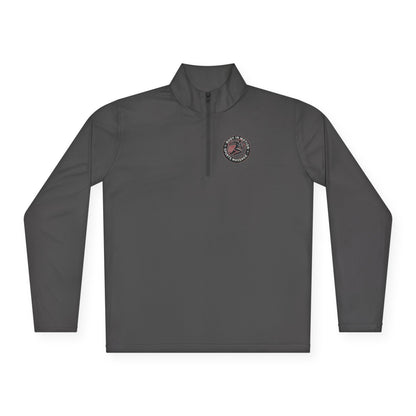 Sports Massage, Quarter-Zip Pullover — Vintage Fishing Badge Logo