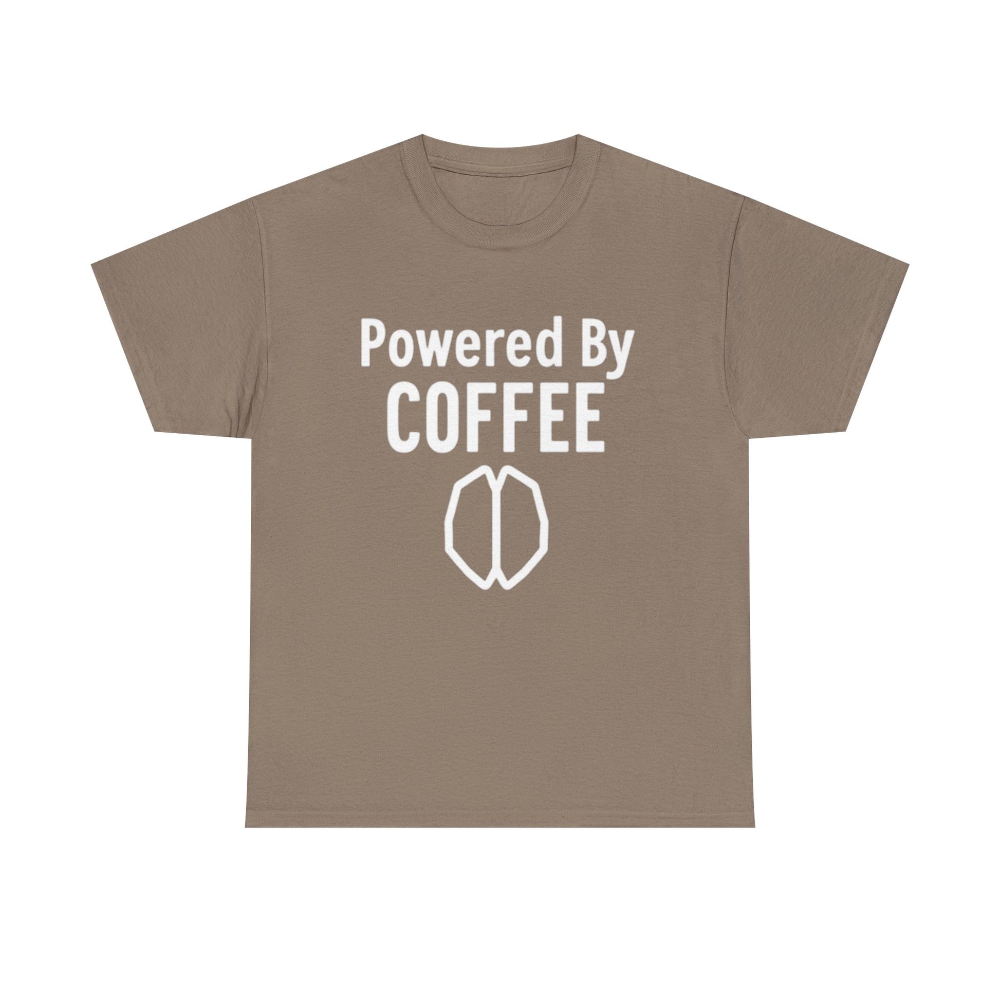 Powered By Coffee Unisex Heavy Cotton Tee, Funny Coffee Lover Shirt, Gift for Barista, Casual Wear, Perfect for Birthdays, Everyday Use - Psychonaut Swag