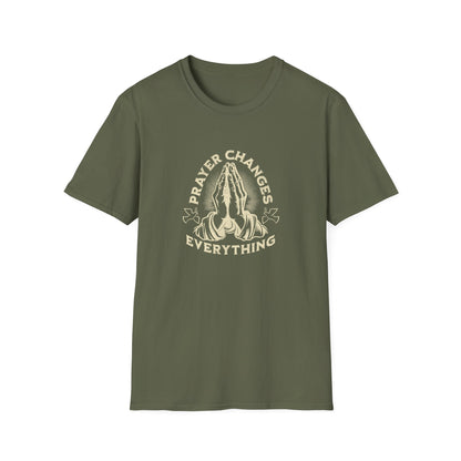 Prayer Changes Everything T-Shirt — Vintage Praying Hands Christian Tee
