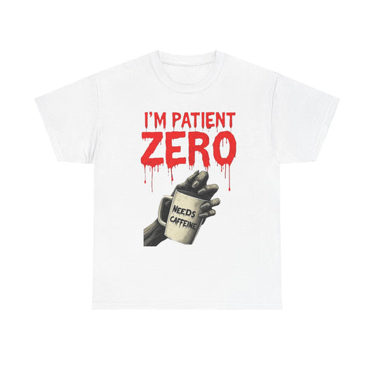 Patient Zero Unisex Heavy Cotton Tee, Horror T-Shirt, Halloween Apparel, Unique Graphic Tee, Casual Wear, Gift for Fans