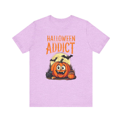Halloween Addict Tee | Unisex Short Sleeve T-Shirt, Fun Halloween Apparel, Pumpkin Tee, Spooky Season Shirt, Gift for Halloween Lovers - Psychonaut Swag