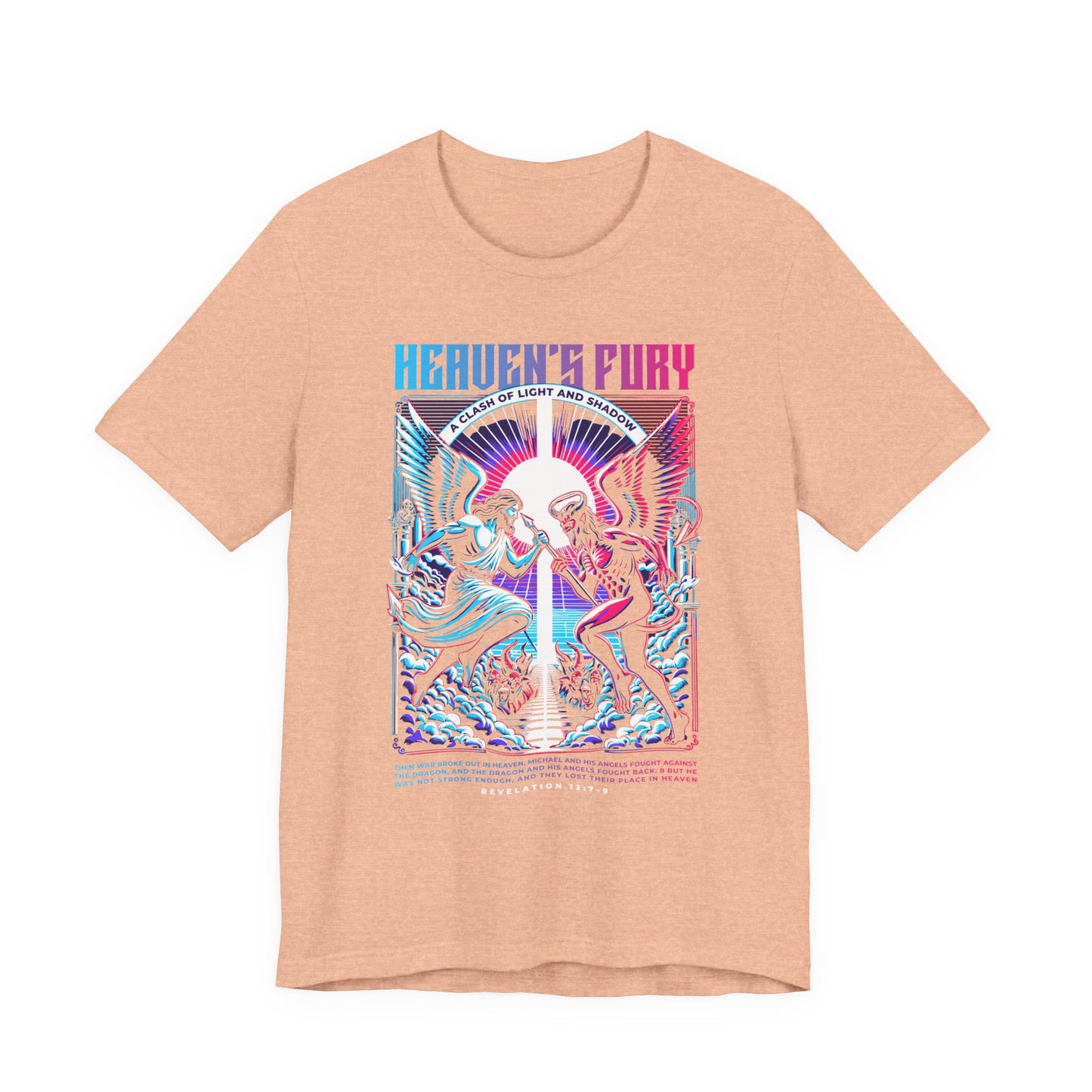 Heaven's Fury Graphic Tee — Neon Angel vs Demon Battle T-Shirt