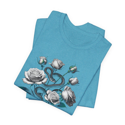 Rose and Snake Graphic Tee – Gothic Floral Vintage Shirt