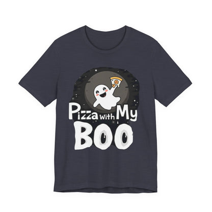 Ghost Pizza Boo Tee - Unisex Jersey Short Sleeve T-Shirt, Funny Halloween Shirt, Spooky Costume, Ghost Lover Gift, October Celebration