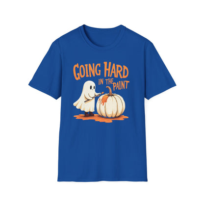 Halloween Ghost painting, T-Shirt, Fun Halloween Shirt, Unisex Softstyle Tee, Autumn Apparel, Pumpkin Design Tee