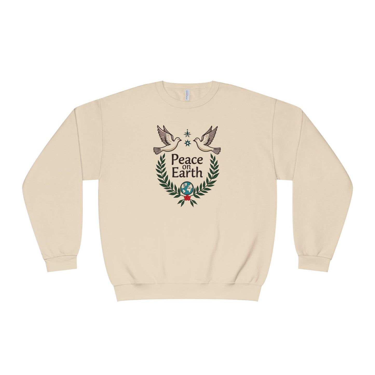 Peace on Earth Crewneck Sweatshirt — Holiday Dove & Laurel Graphic