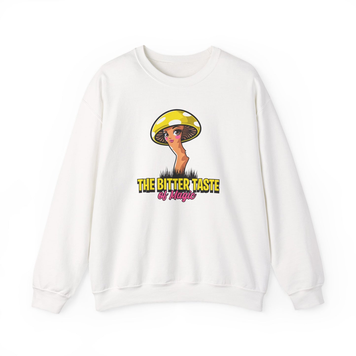 The Bitter Taste of Magic, Mushroom, Unisex Heavy Blend™ Crewneck Sweatshirt - Psychonaut Swag