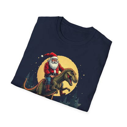 Santa Riding T-Rex T-Shirt — Funny Christmas Dino Tee