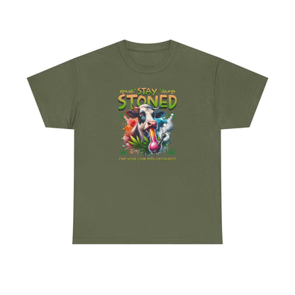 Stay Stoned Cow T-Shirt – Funny Cannabis Graphic Tee