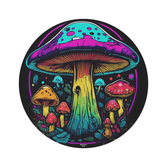 Magical Mushroom, Psychedelic Round Drum Rug