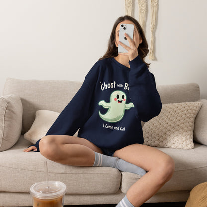 Ghost with Benefits Crewneck Sweatshirt — Cute Halloween Ghost Graphic