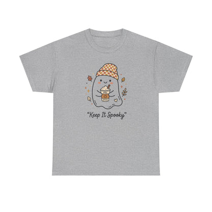 Keep It Spooky Ghost Tee — Cute Fall Halloween Shirt with Pumpkin Latte