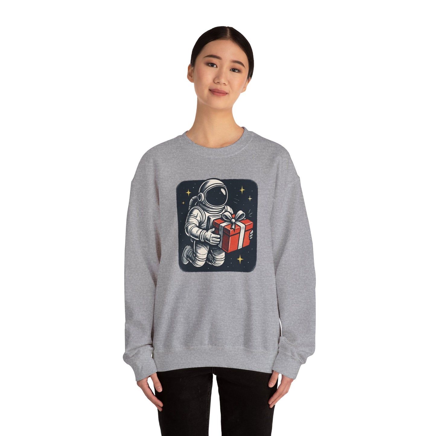 Astronaut holding Gift,  Unisex Heavy Blend™ Crewneck Sweatshirt